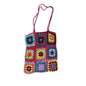 Boho Hippy Crochet Handmade Granny Square Slouchy Festival Beachy Tote Bag